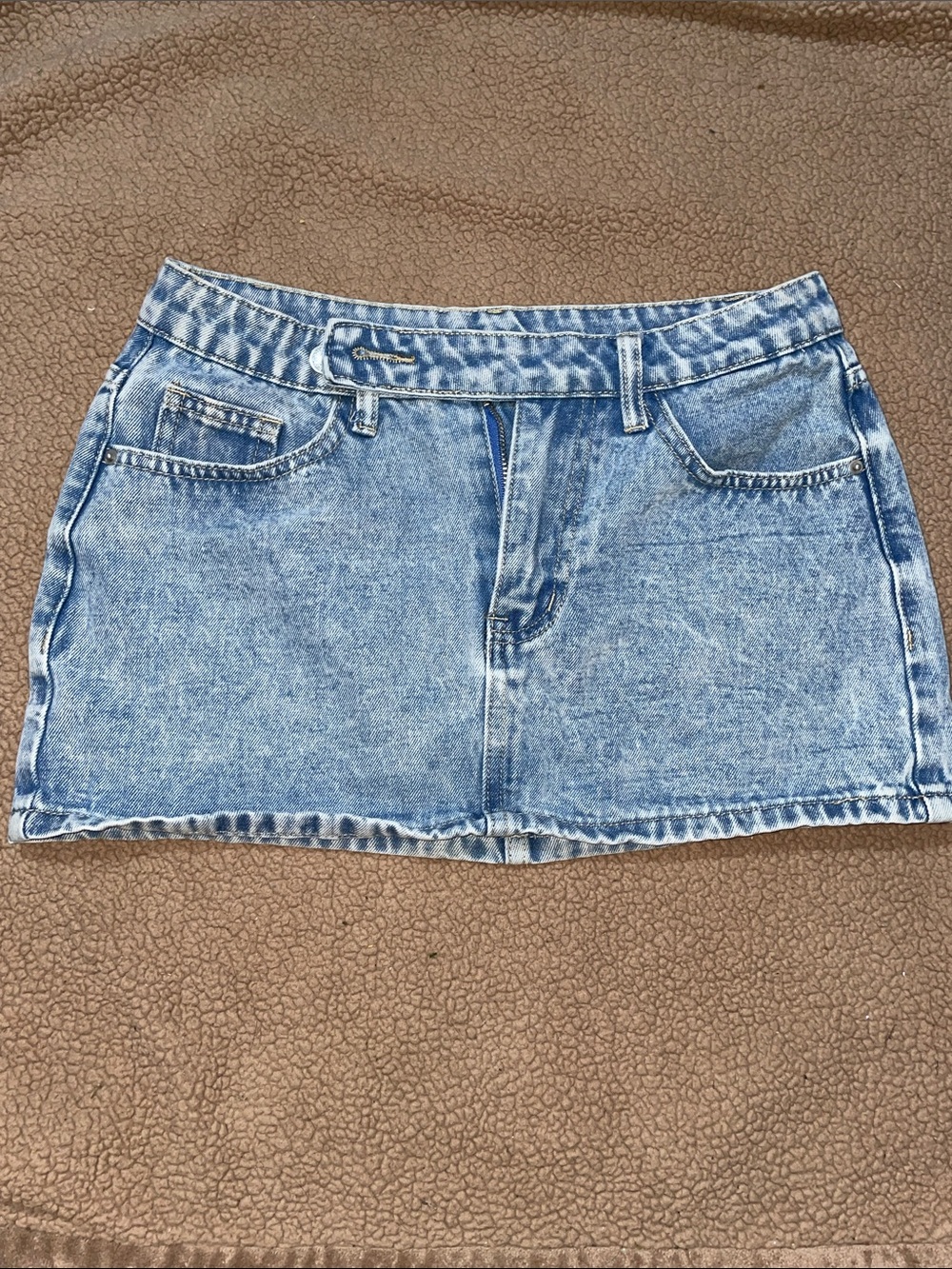 Light Wash Denim Mini Skirt - Blue